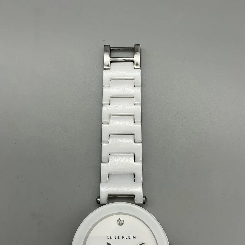 Anne Klein AK/1019 Womens Watch 33mm White Ceramic Bracelet New Battery 7.25